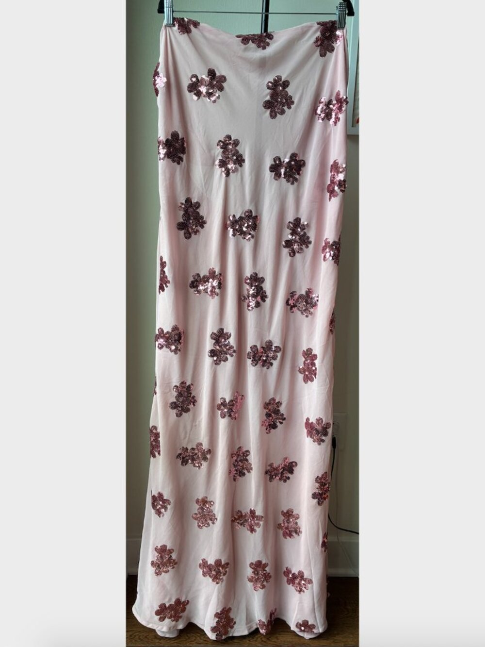 Peppermayo NWT Sweet Escape Sequin Strapless Maxi Dress in Baby Pink- Size US 18 - Picture 6 of 16